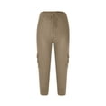 thumbnail image 4 of Capri Pants for Women Plus Size Side Pockets Cargo Pants Elastic Drawstring Casual Cropped Pants, 4 of 5
