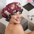 thumbnail image 5 of Shower Caps,Christmas Corgi Waterproof Shower Cap for Women 4 Pieces,Double Reusable Hair Cover for Shower PEVA Elastic Stretch Hem, 5 of 7