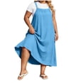thumbnail image 2 of XiYing Robe pour Femme, Robe Maxi Décontractée de Mode pour Femme Grande Taille à Encolure Carrée avec Boutons, Bretelles, Dos Plissé et Détails de Buste,, 2 of 8