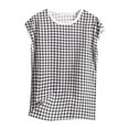 thumbnail image 3 of Plus Size Women's Sleeveless Loose Fit T-Shirt for Home Wear, Soft Polyester Print Round Neck Pajama Top, 3 of 4