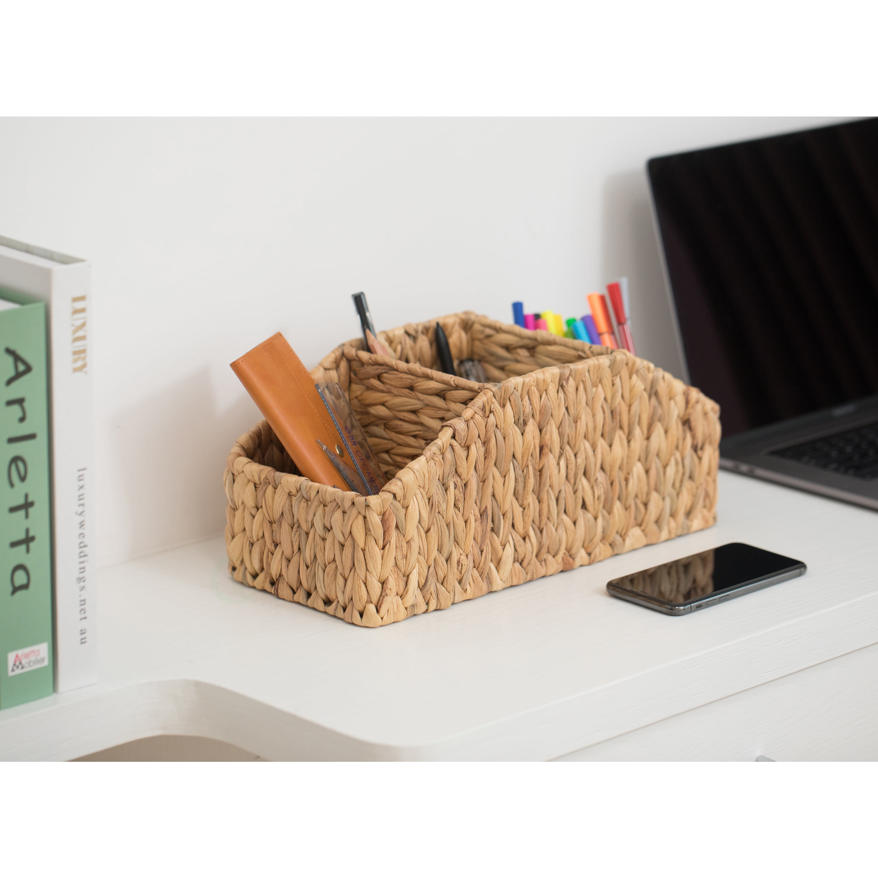 Natural Water Hyacinth Storage Organizer Caddy
