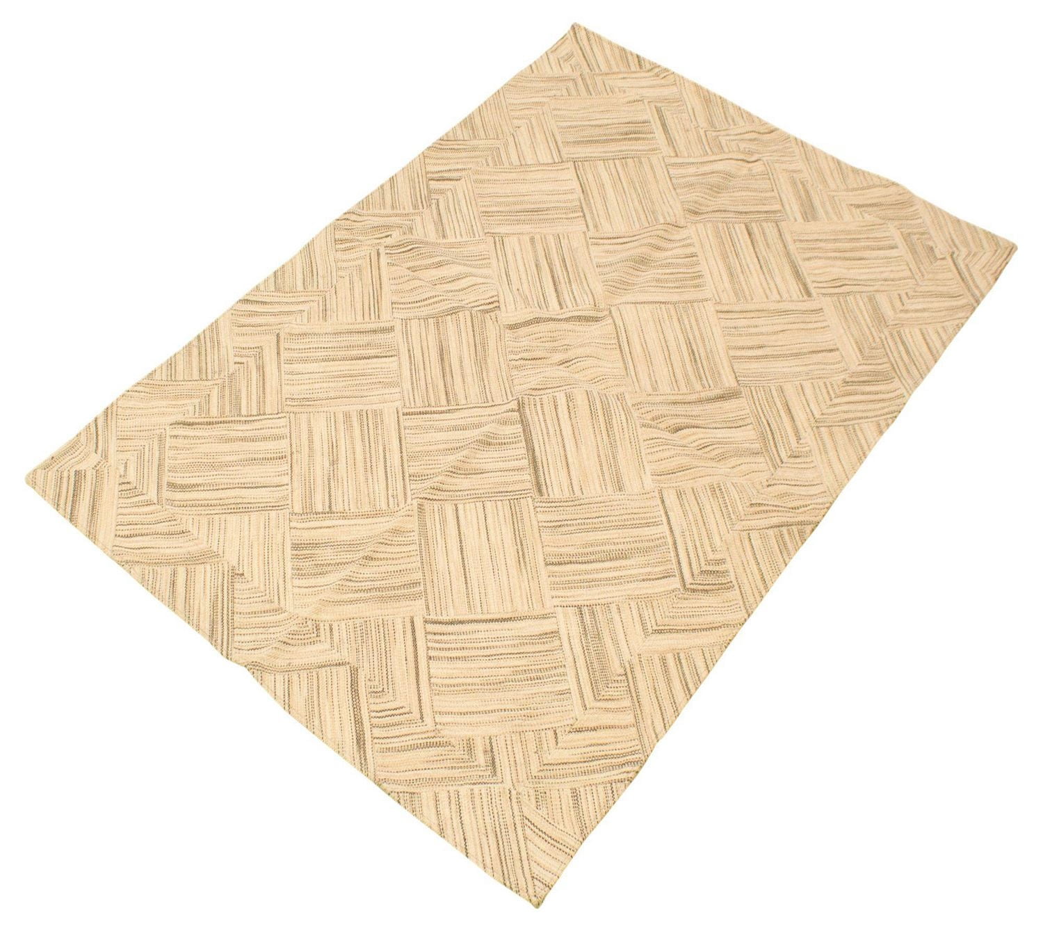 ECARPETGALLERY 5'2" x 8'0" Flat-weaves & Kilims Moldovia Patch Hand Made Area Rug for Living Room, Dining Room and Bedroom in Ivory