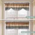 thumbnail image 5 of Farmhouse Haze Blue Brown Tie Up Valance Curtains for Windows, Kitchen Curtains Window Treatments, Vintage Wooden Striped Short Window Shades Valances for Bedroom Bathroom Cafe 54"x18", 5 of 8