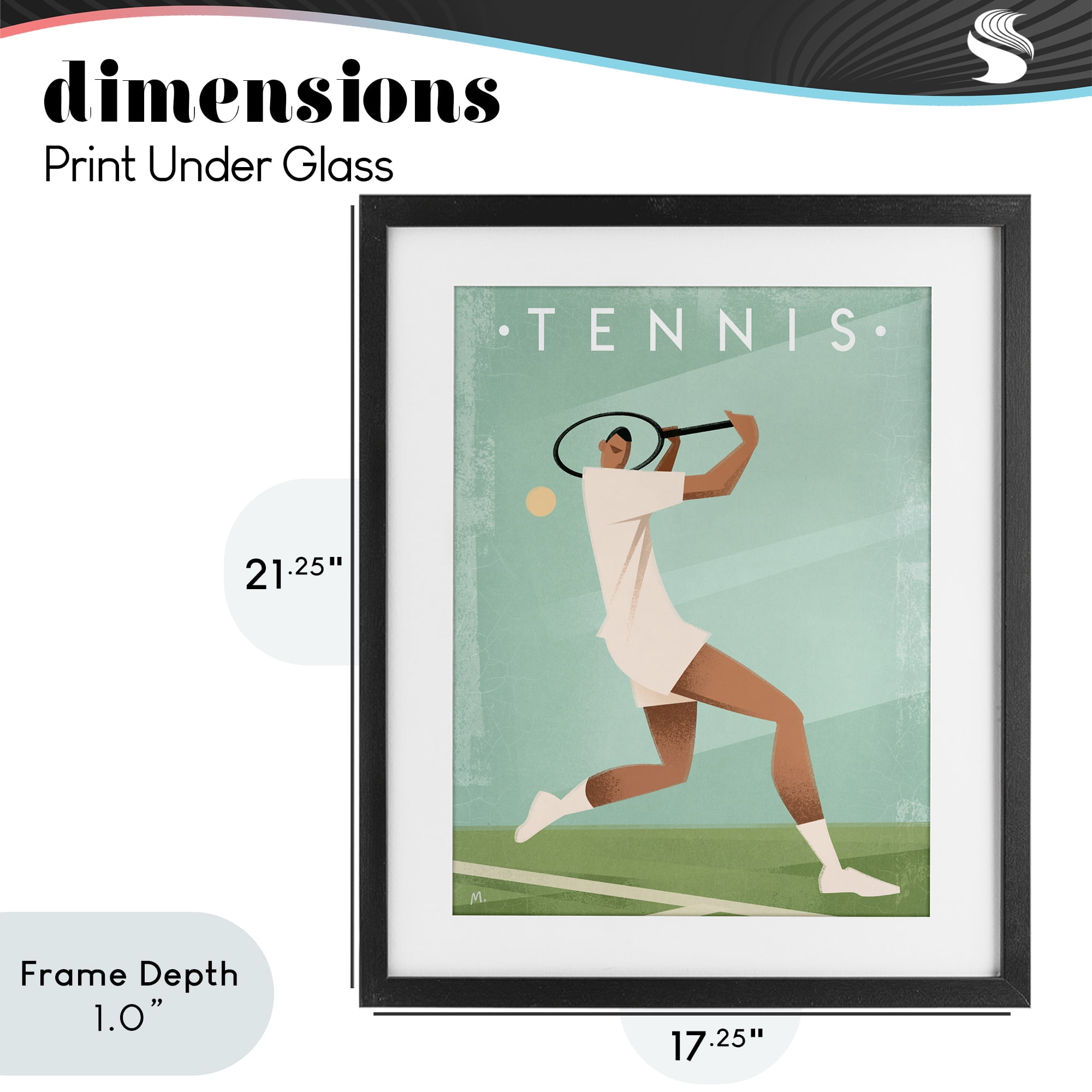 Stupell Industries Vintage Tennis Swing Black Framed Print Under Glass, design by Martin Wickstrom