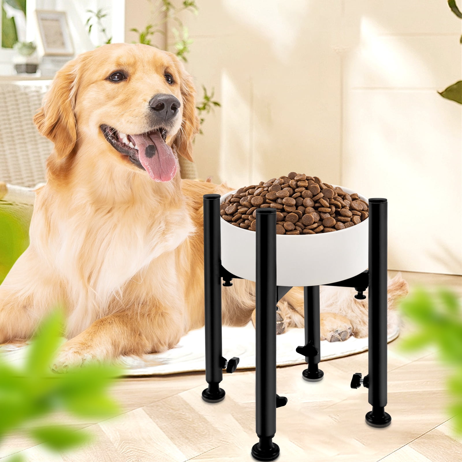 Threns Adjustable Elevated Dog Bowl Stand Metal Raised Dog Bowl Stand Detachable Pet Water and Food Bowl Stand Anti Slip Raised Dog Food Bowl Stand for Large Medium and Small Dogs