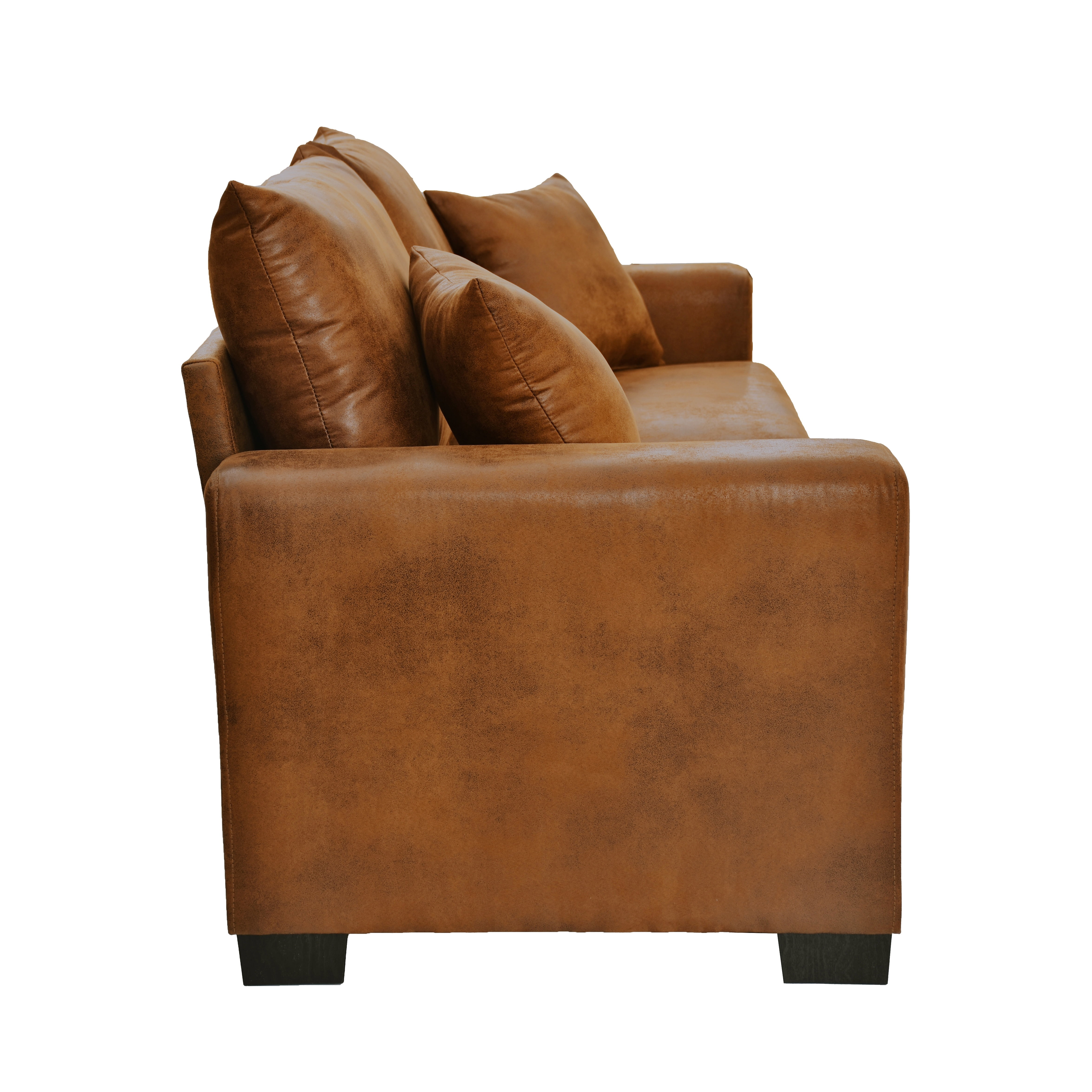 Lunale 69" Loveseat Sofa for Small Space, Modern Comfortable 2-Seater Upholstered Couch, Brown Faux Leather