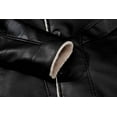 thumbnail image 5 of Lovskoo Men's Leather Jacket Shearling Lined Jacket Button Open Fleece Coat Long Sleeve Suit Board Jacket Motorcycle Jacket Black, 5 of 9