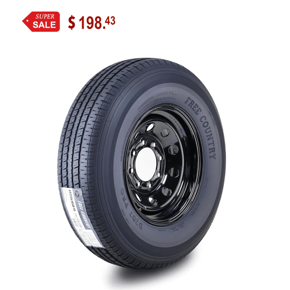 Free Country Trailer Tire Wheel Assembly ST235/85R16 12-Ply F 128N 8 Lug on 6.5" PCD Black Mod Rim