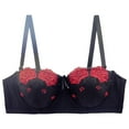 thumbnail image 1 of Aayomet Sports Bra Embroidered Support Bra Oversized Adjustable Bra French Style (Black, 48/110), 1 of 3