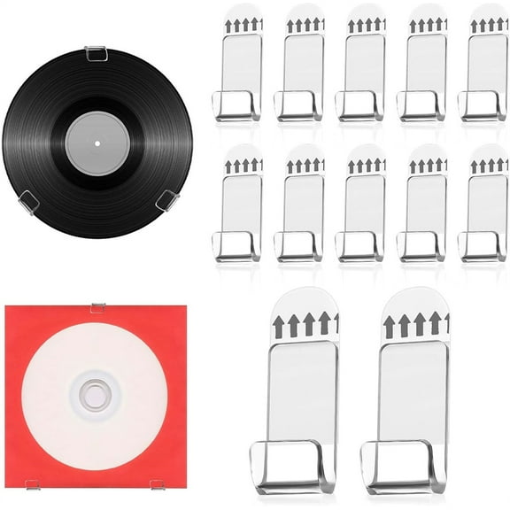 Vinyl Record Holder,Self Adhesive Clear Acrylic Vinyl Display Shelf,Wall Album Storage Hangers Holder,No Drill Vinyl Storage Shelves,for Home Office Living Room Bedroom Decor 18 Pcs