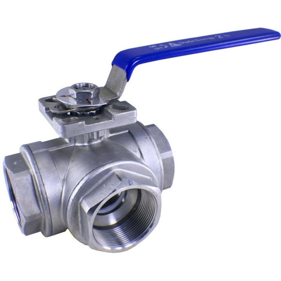 WOG200 3-Way 304 Stainless Steel Ball Valve T-Type 2" NPT FPT SS304 SUS304