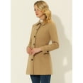 thumbnail image 3 of Abrigo Largo De Invierno Con Cuello Peter Pan Para Mujer Caqui Solido XS, 3 of 5