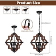 thumbnail image 4 of 4-Light Rustic Chandeliers for Dining Room, Farmhouse Wood & Black Metal Pendant Light Fixture, Adjustable Height Vintage Ceiling Light for Kitchen Island, Entryway, Bedroom, 4 of 9