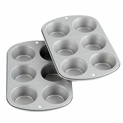 

Non Stick Standard Muffin Baking Pan Cupcake Bakeware 6 Hole Cup Set of 2 Silver