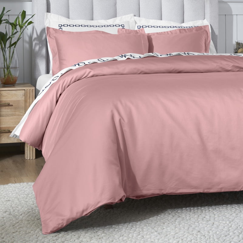 Superior 650 Thread Count Egyptian Cotton Duvet Cover Set, Blush, King/ Cal King