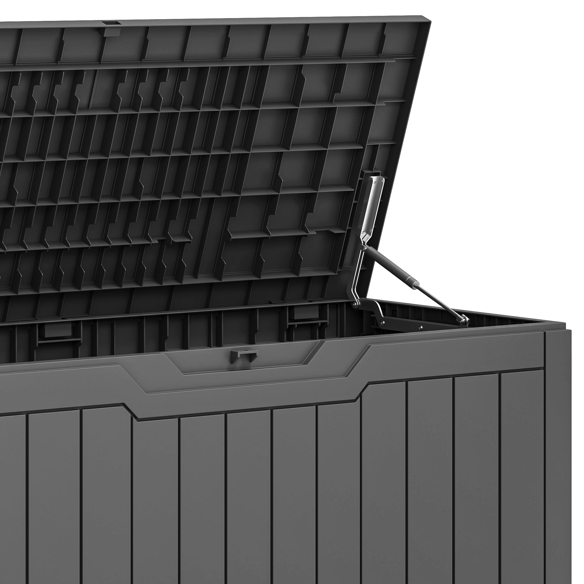 Dextrus 80 Gallon Large Resin Deck Box, Dark Gray Waterproof Weather Resistant Outdoor Storage Box, Lockable Organizer for Patio Cushions, Garden Tools, Pool Accessories & Indoor Outdoor Essentials