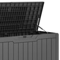 thumbnail image 3 of Dextrus 80 Gallon Large Resin Deck Box, Dark Gray Waterproof Weather Resistant Outdoor Storage Box, Lockable Organizer for Patio Cushions, Garden Tools, Pool Accessories & Indoor Outdoor Essentials, 3 of 9