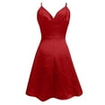 thumbnail image 3 of OSOLU Women Summer Mini Dresses Solid Color Sleeveless Ruched Hem Back Spaghetti Strap Zipper Dress Holiday Hawaiian Flowy Sundress, 3 of 4