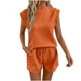 thumbnail image 2 of Womens 2 Piece Outfit Sleeveless Tops Shorts Set Solid Color Summer Casual Trendy Holiday Travel Texture Lounge Sets S-2XL, 2 of 9