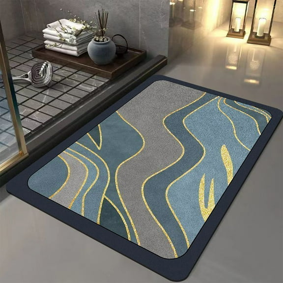 Diatomite Bath Mat, Super Absorbent Quick-Dry Bathroom Floor Mat, Non-Slip Rubber Backing, 40X60Cm Modern Multicolor Water-Absorbing Rug