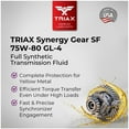 thumbnail image 3 of TRIAX Synergy Gear SF 75W-80 GL-4 Full Synthetic Manual Transmission Fluid, 1 Gallon, 3 of 6