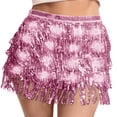 thumbnail image 6 of AGWOLF Women Tassel Sequin Skirt Sparkly Elastic High Waist Skirts Shiny Led Mini Skirts Fringe Belly Dance Hip Scarf Rave Party Outfit, 6 of 7