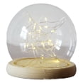 thumbnail image 1 of Micropaisaje creativo transparente con campana de campana y cadena de luces con base de madera 18 cm, 1 of 3