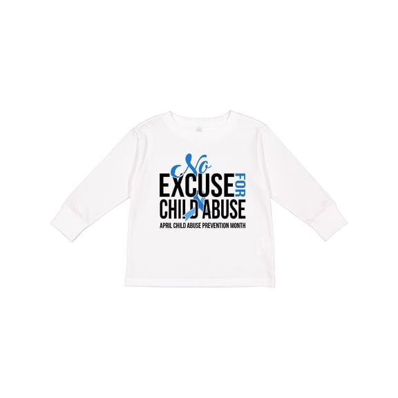 Inktastic No Excuse for Child Abuse April Child Abuse Prevention Month Boys or Girls Long Sleeve Toddler T-Shirt