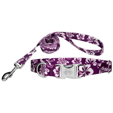 Country Brook Design® Purple Hawaiian Premium Dog Collar & Leash