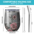 thumbnail image 5 of 12oz Stemless Wine Tumblers Pioneer Flower Floral Print Pattern Vacuum Insulated Stainless Steel Travel Tumbler Cups Mug with Lid and Straw for Champaign,Cocktail,Beer with Cleaning Brush, 5 of 5