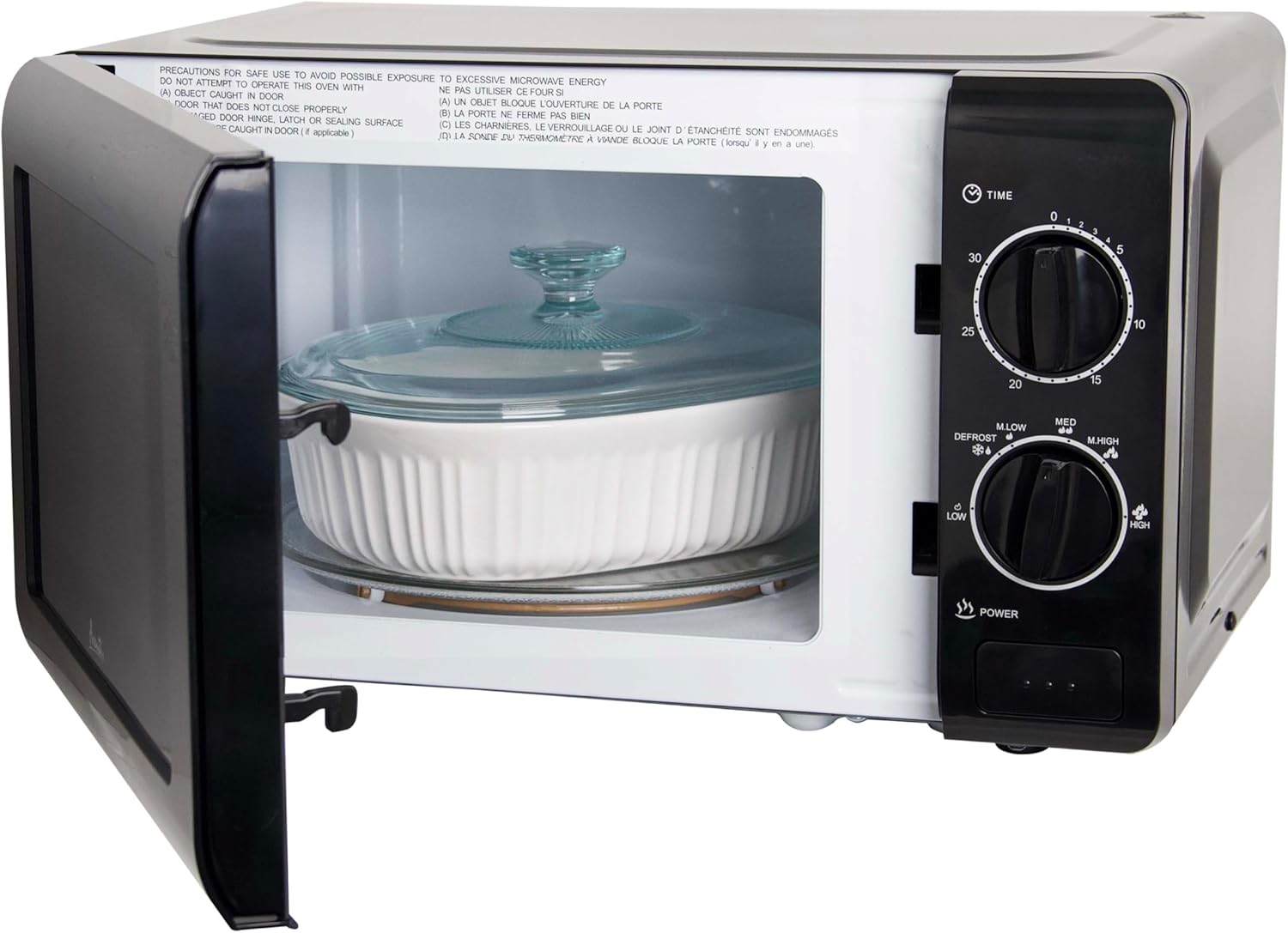 Compact Microwave Oven 700- with 5 Power Settings, Defrost, Glass Turntable, Black