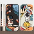 thumbnail image 2 of Case For Redmi Note 12 11 11T 11R 11E 10 9 8 7 7S PRO PLUS 4G 5G Simple Liquid silicone Case Cute Cartoon Spaceman Astronaut, 2 of 5