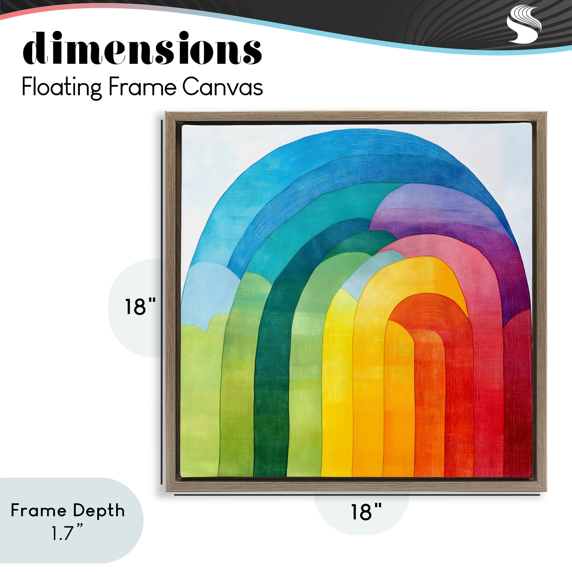 Stupell Industries Vibrant Rainbow Arch Abstraction Brown Framed Floater Canvas Wall Art, design by Creative Studio