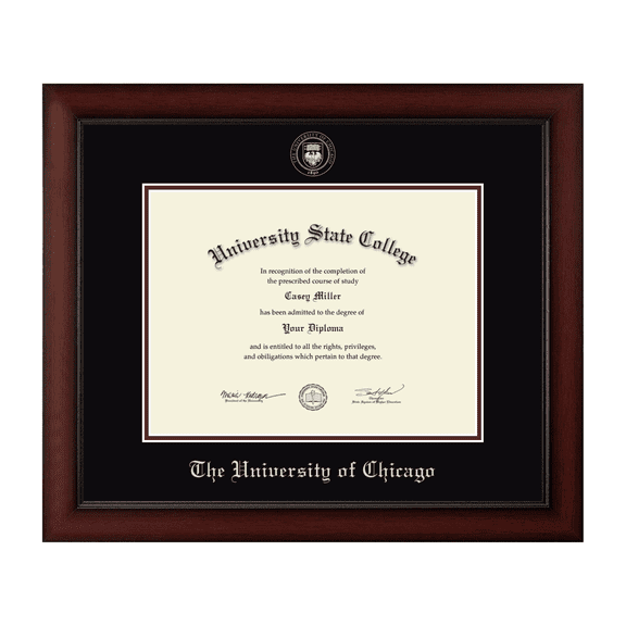Framerly - U of C Diploma Frame with Black and Maroon Mat