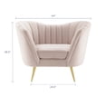 thumbnail image 7 of Armchair Accent Chair, Velvet, Pink, Modern Contemporary Urban Design, Living Lounge Room Hotel Lobby Hospitality, 7 of 7
