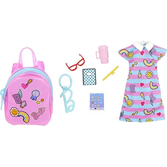 Ropa Barbie, bolso Deluxe Clip-On con traje escolar y