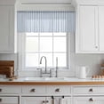 thumbnail image 3 of Blue Striped Valance Curtains for Kitchen/Living Room/Bathroom/Bedroom Window, Rod Pocket Small Topper Half Short Window Curtains Voile Sheer Scarf, Modern Simple Farmhouse Beige Vintage 42"x12", 3 of 8