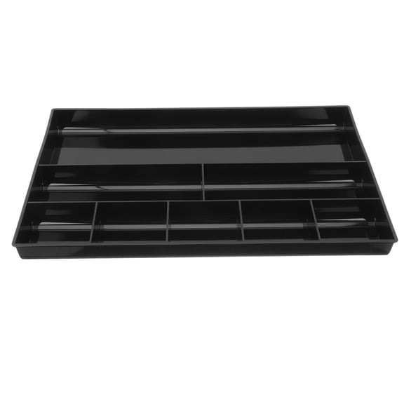 TABLZONE Black Plastic Desk Drawer Organizer for Office, Vanity, Bathroom Storage - Multi-Compartment Design