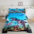 thumbnail image 2 of Manfei Cartoon Dinosaur King Size Comforter Sets for Boys Kids, Jungle Animal Bedding Comforter Set, Tyrannosaurus Rex Bedding Set, Super Cozy Bedroom Decor Reversible 3-Piece, 2 of 8
