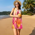 thumbnail image 3 of Fuzoiu Digital Nomad Pink Landscape Print Women's Sleeveless Dress,Summer Dresses for Women,Casual Sundresses,Beach Sleeveless T-shirt Swing Dress with Pockets, 3 of 7