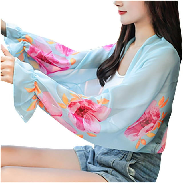 Hauts pour Femmes à Manches Longues, Costume de Soleil Imprimé pour Femmes, Protection UV à Manches Longues pour Blouse Extérieure, Hauts de Vélo