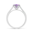 thumbnail image 2 of ANGARA Natural Tapered Shank Amethyst Solitaire Ring with Diamonds in 14K White Gold for Women (Size-6mm) | February Birthstone, Birthday, Anniversary, Jewelry Gift for Women | Natural Amethyst Ring, 2 of 8