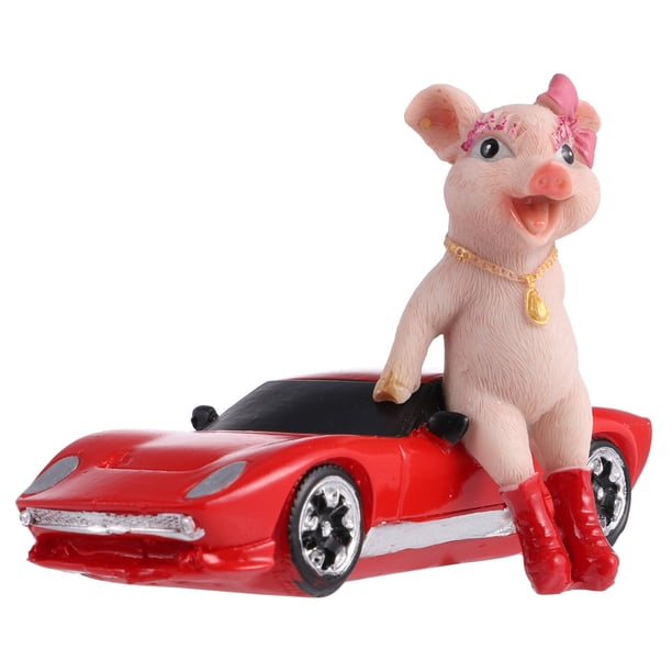 EeaseMX Adorno de cerdo, adorno creativo, divertido adorno decorativo de coche deportivo para el hogar.