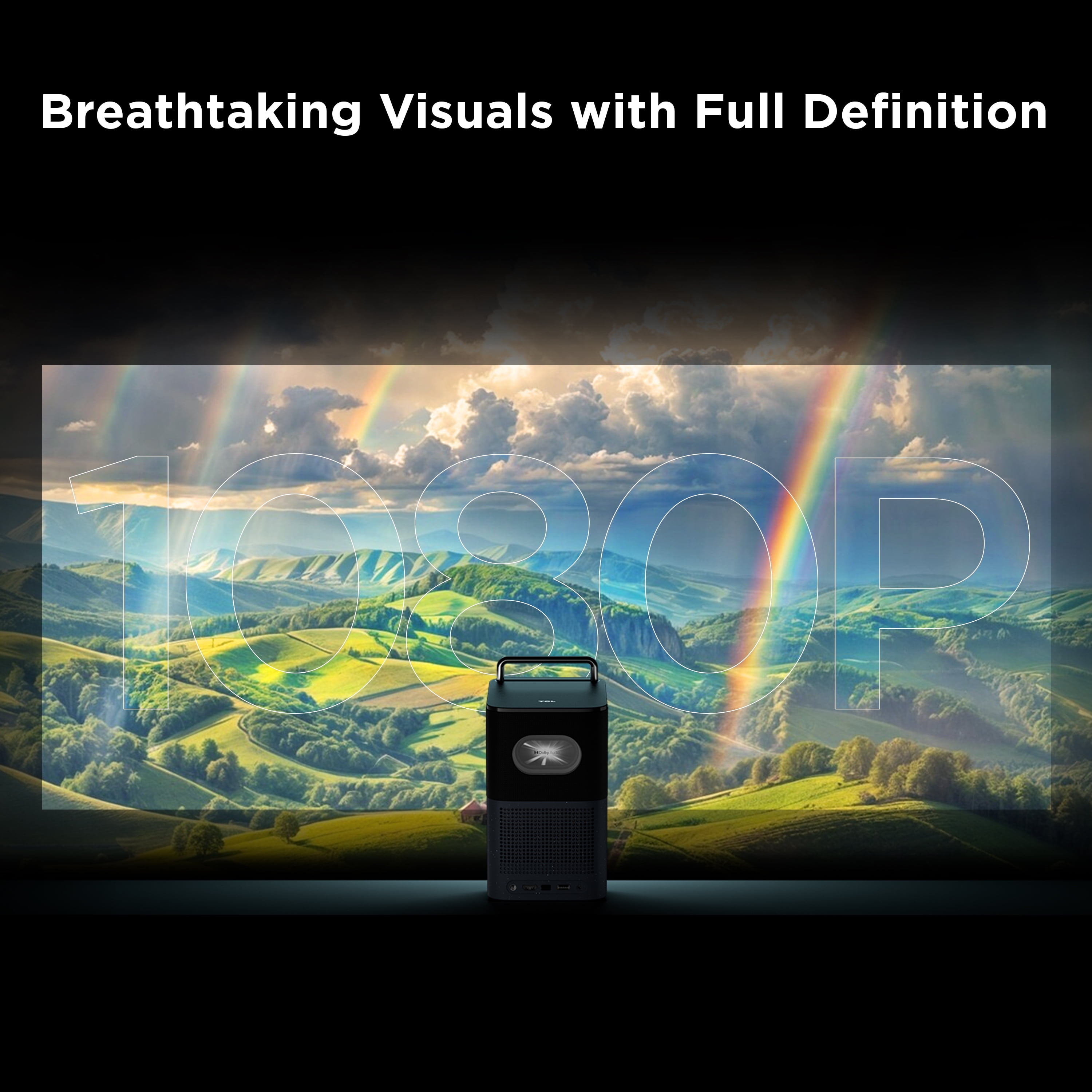 TCL A1 GTV Projector, Netflix Officially Licensed, Portable Outdoor Projector with WIFI and Bluetooth, Native 1080p&4K support, Auto Focus, 16W Audio & Dolby Digital,120-Inch Screen