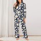 thumbnail image 2 of Balery Daisy Floral Conjunto de Pijama con Estampado para Mujer, Conjunto de Dos Piezas con Manga Larga, Ropa de Dormir Suave con Bolsillos, Pijamas Cómodos-Large, 2 of 7