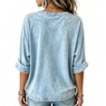 thumbnail image 4 of xunjiayanmaoyi Women's 9/11 Memorial T-Shirt 25th Anniversary Loose V-Neck 3/4 Sleeve Acid Wash Tee Soft Fabric S-5XL 9 Colors 1 Pc for Everyday/Patriotic Wear, 4 of 6