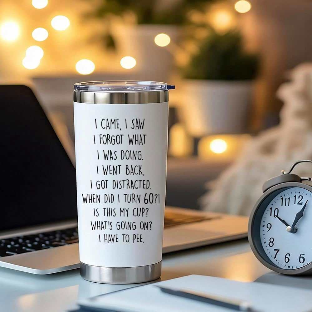 Funny 60th Birthday Gifts for Women Men - 60 Year Old Birthday Gifts for Her Him, Turning 60 Year Old 20oz Stainless Steel Tumbler, Happy 70th Bday Gift for Mom Dad Wife Friends Grandpa Grandma
