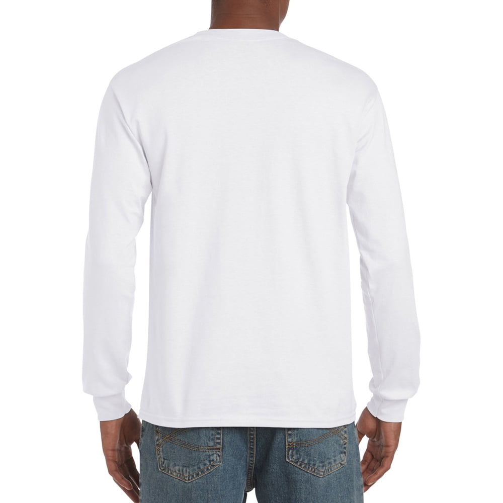 mens plain white long sleeve t shirt