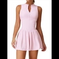 thumbnail image 3 of Vestido de Golf y Tenis para Mujer con Sujetador Incorporado, Pantalones Cortos con Cremallera, Corte Entallado, Falda Deportiva con Bolsillos Rosa S, 3 of 10