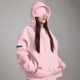 thumbnail image 5 of ZyeKqe Hoodies for Women Long Sleeve Zip up Sweatshirts Casual Drawstring Jackets with Pockets Overcoat, 5 of 8